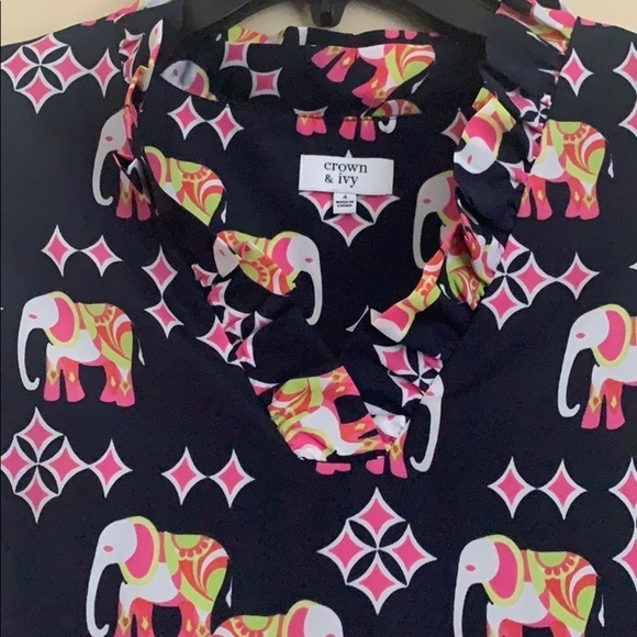 Crown&Ivy Elephant Print Sheath Dress,Navy-Pink ,4 - Picture 7 of 14